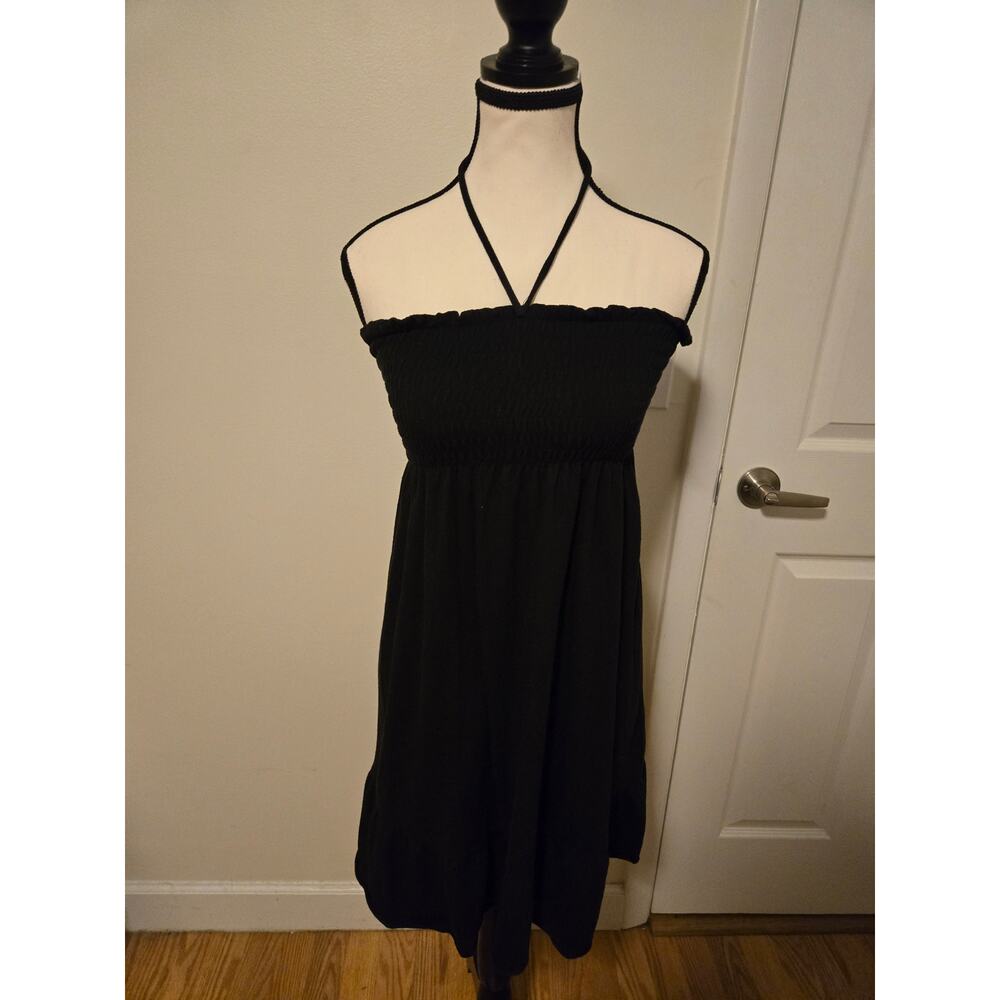 Xhiliration Black String Halter Dress